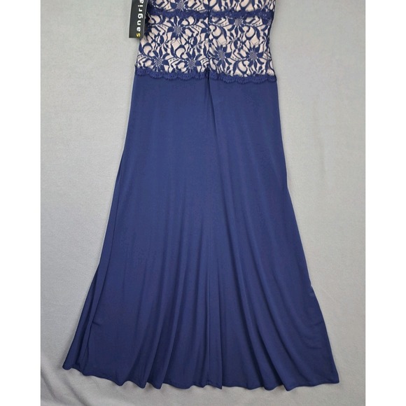 NWT Sangria Dress Women's 14 Tall Navy Floral Lace Bust Formal Maxi Evening Gown - Picture 11 of 15